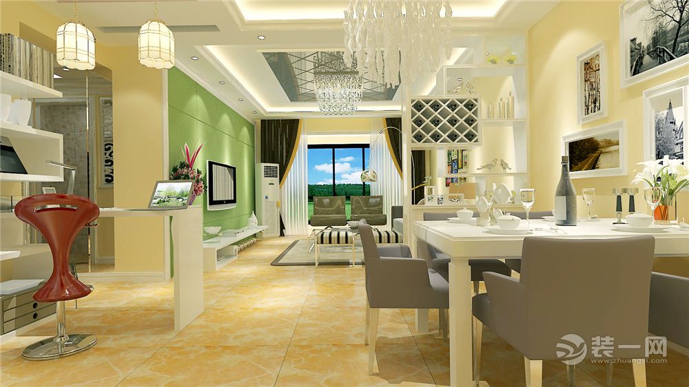 郑州如意花园三居室133平现代简约设计案例餐厅