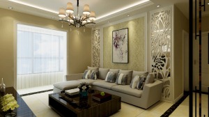 郑州永恒理想世界147平三居室简欧设计客厅