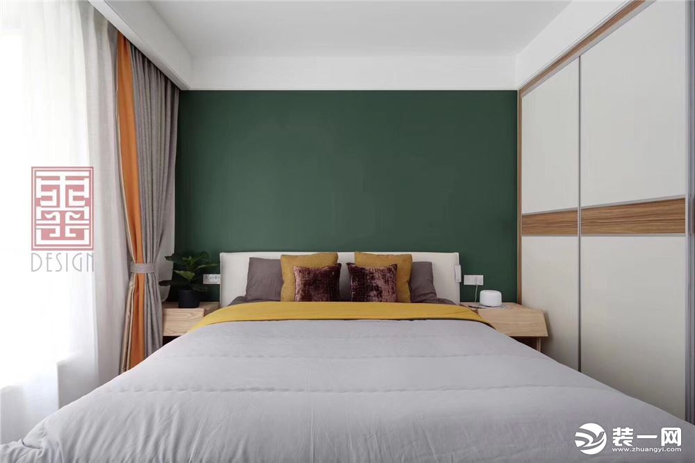 山水装饰集团华地翡翠蓝湾现代风格方案卧室效果图