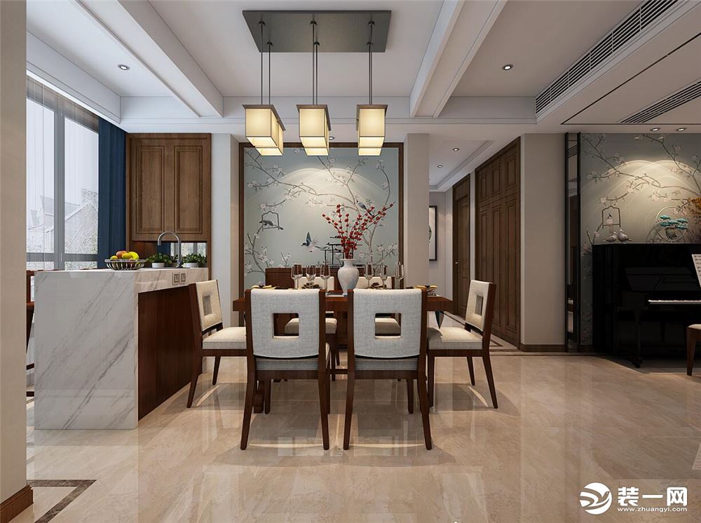 天下锦城163平方四室居新中式风格方案报价效餐厅果图分享