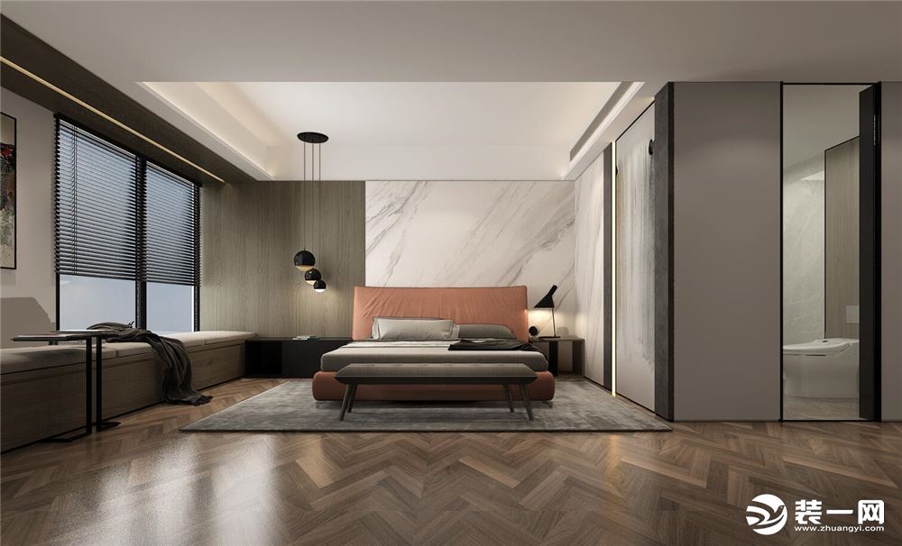 华润桃源里152平方三室居平方现代风格方案卧室效果图分享