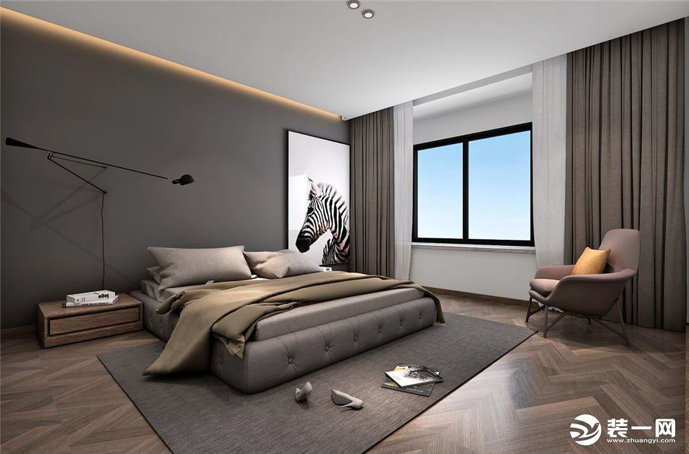 华润桃源里152平方三室居平方现代风格方案卧室效果图分享