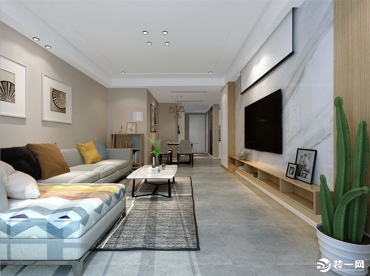 琥珀五环城北欧风格127平方三室居方案报价客厅效果图分享
