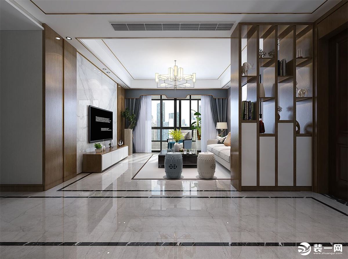 雍景半岛136平方三室居现代风格方案报价客厅效果图分享