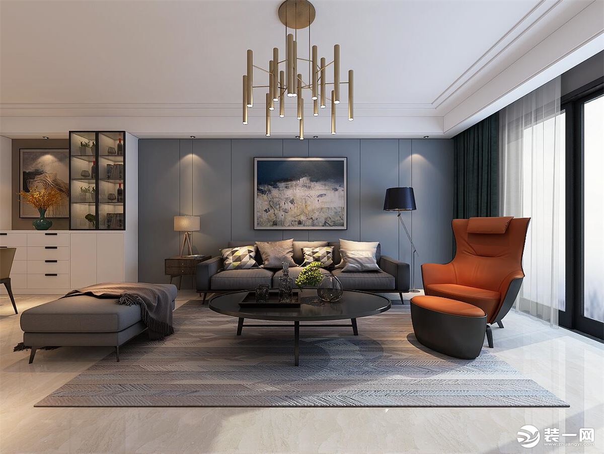 巴黎都市120平方三室居现代风格简约方案报价客厅效果图