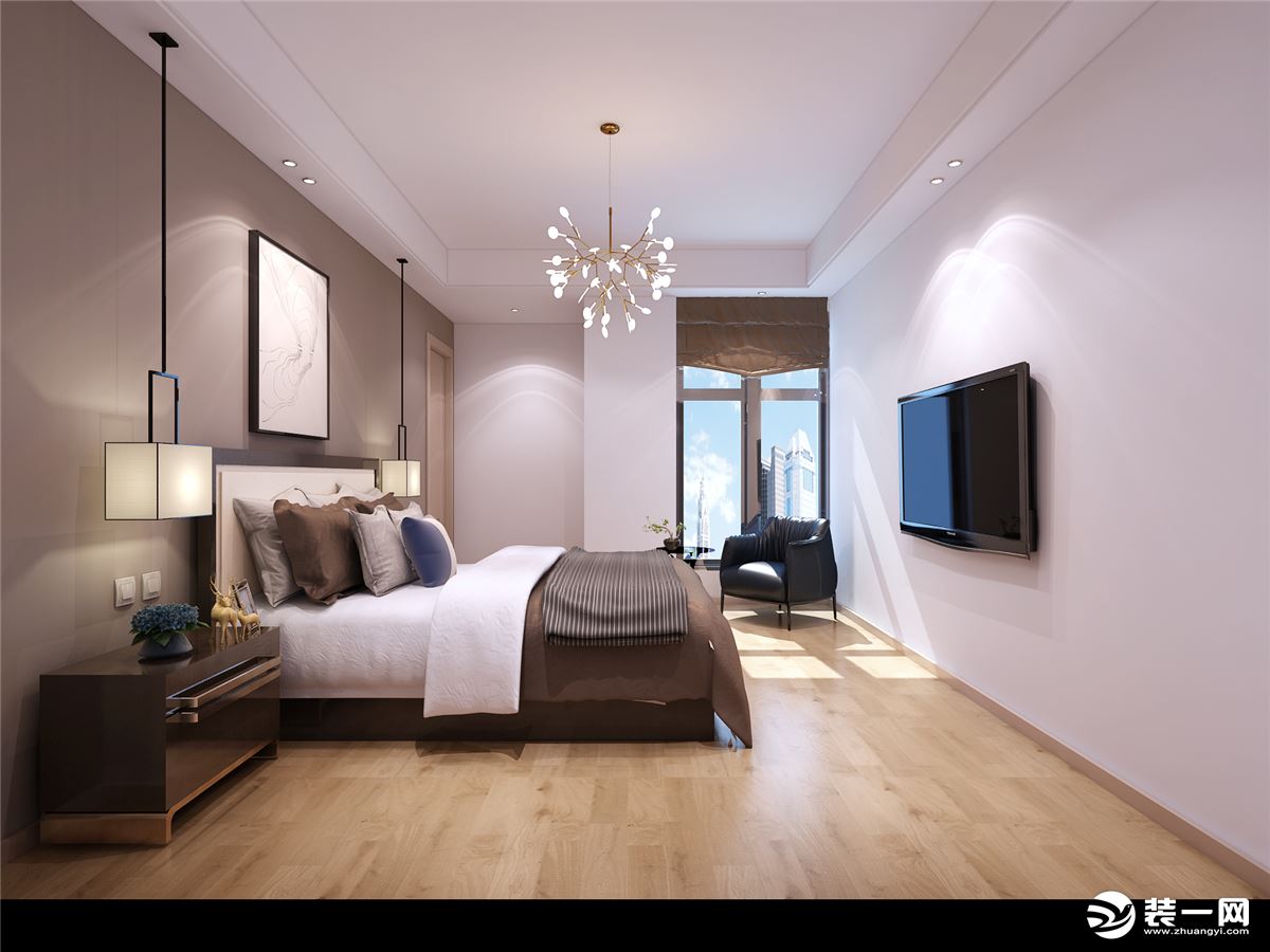 国祯广场100平方三室居现代风格方案报价卧室效果图分享