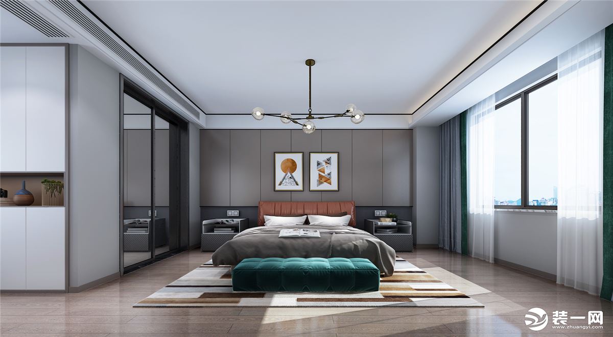 山水装饰设计作品桃源里150平方现代风格方案报价卧室效果图分享