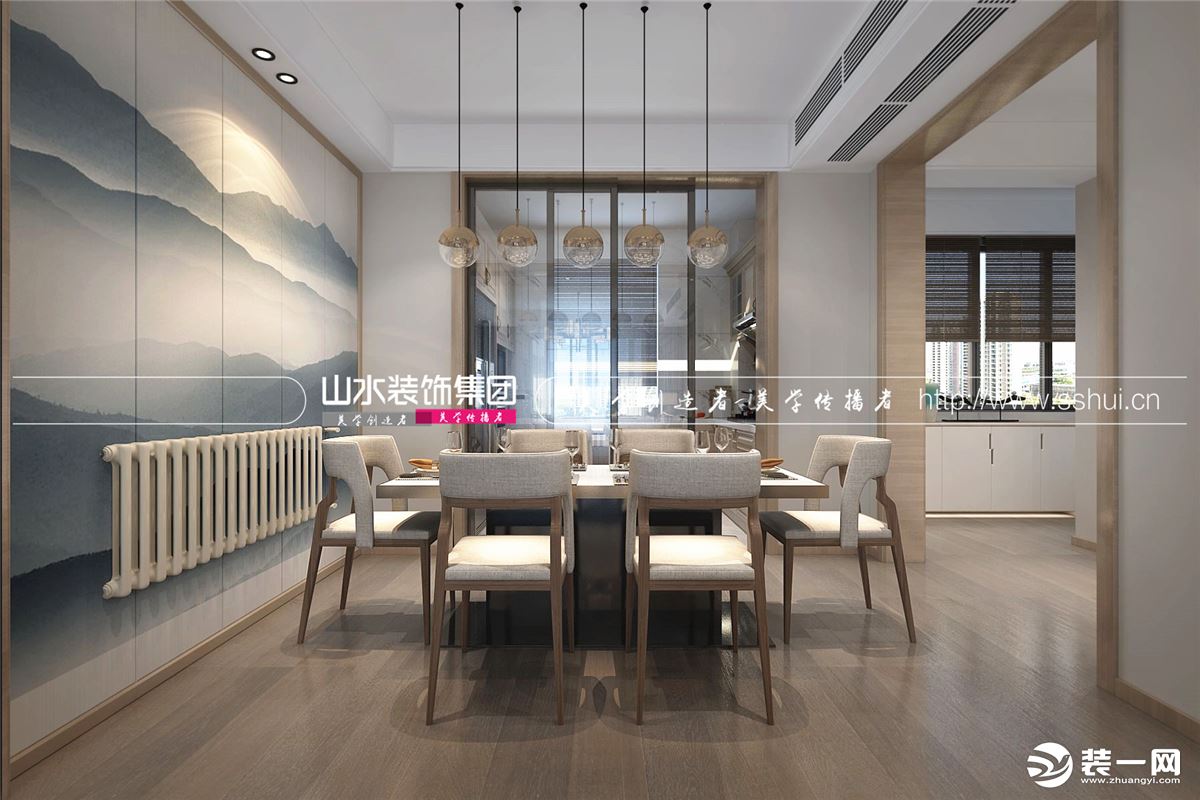 山水装饰设计作品 天和园新中式风格190平米四室两厅主任设计师王云设计作品