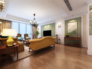 天下锦城130平方美式风格方案客厅效果图