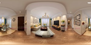 合肥山水装饰集团新华御湖上园110平方三室居美式风格方案效果图分享