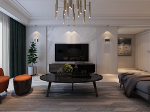 巴黎都市120平方三室居現代風格簡約方案報價客廳效果圖