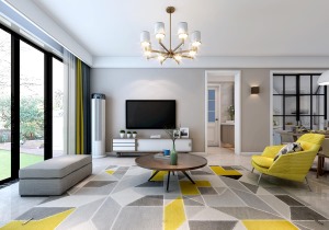 山水装饰设计作品祥源金港湾120平方三室居现代风格方案报价效果图分享