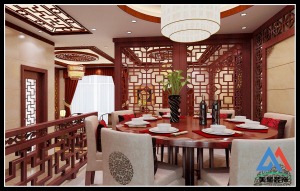 新天地230平别墅中式风格装修效果图餐厅