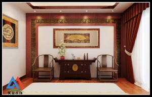 新天地230平别墅中式风格装修效果图卧室