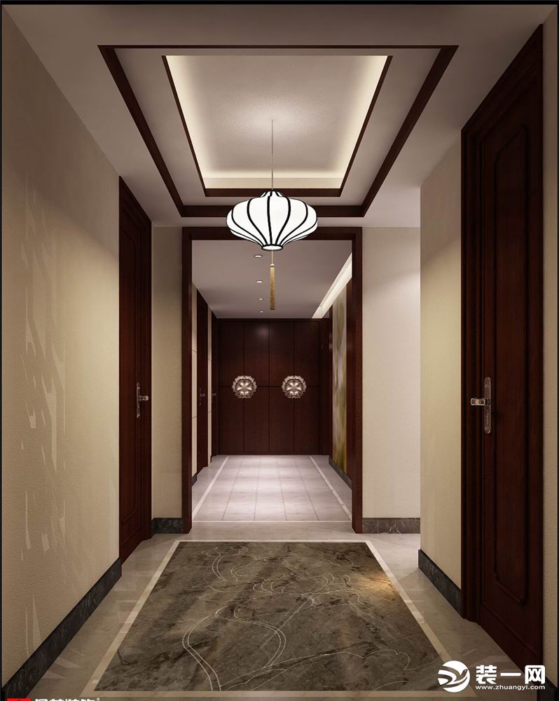 星艺装饰东方明珠新中式风格走廊装修效果图