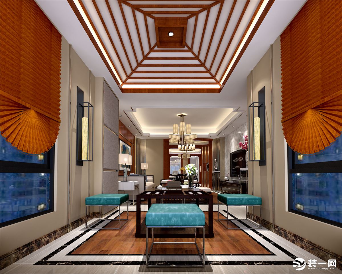 泰国园140平新中式风格茶室装修效果图
