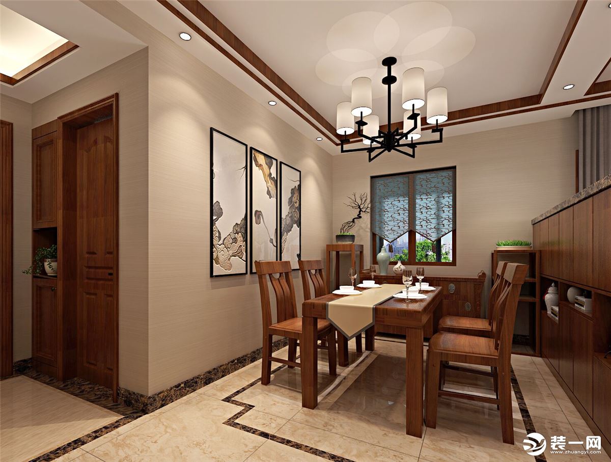 中海国际社区132平新中式餐厅装修效果图