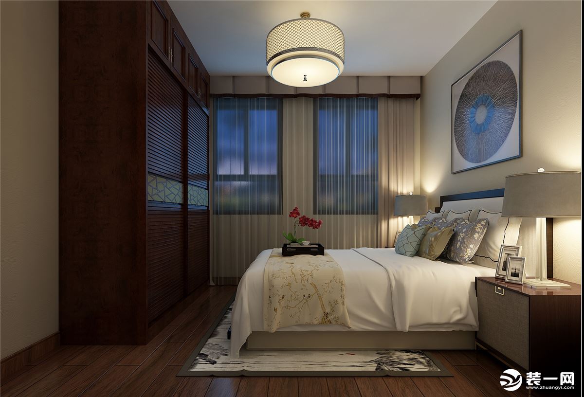 嘉和城蒙特利岛450平别墅中式风格卧室装修效果图