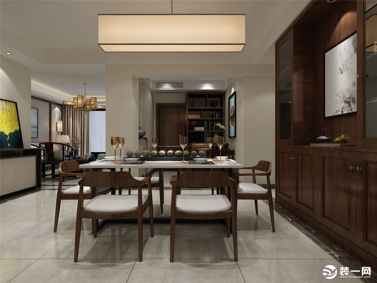 翡翠湾120平新中式风格餐厅装修效果图