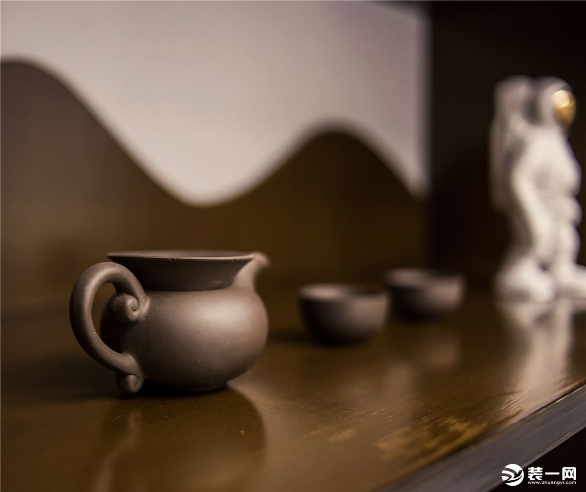 翰林学府127平新中式茶室装修实景