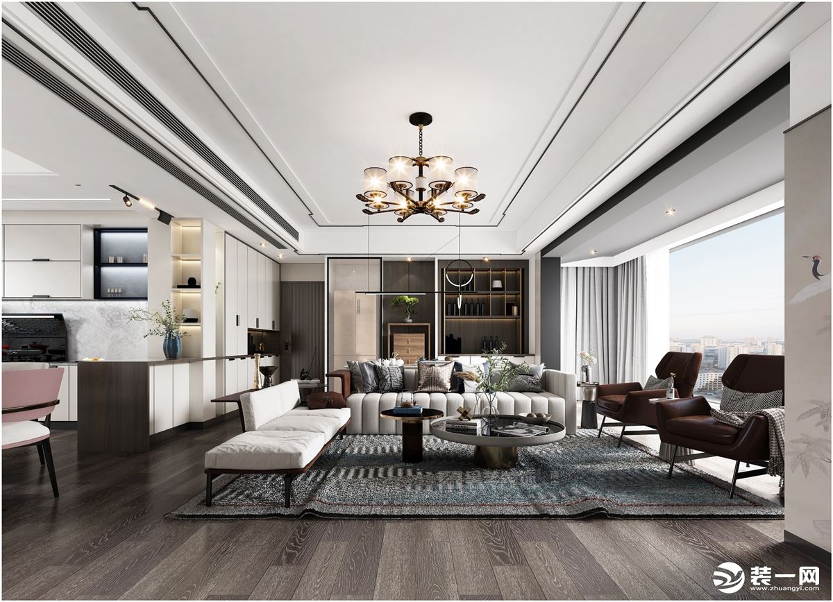 天誉半岛140 ㎡ 新中式风格客厅装修效果图