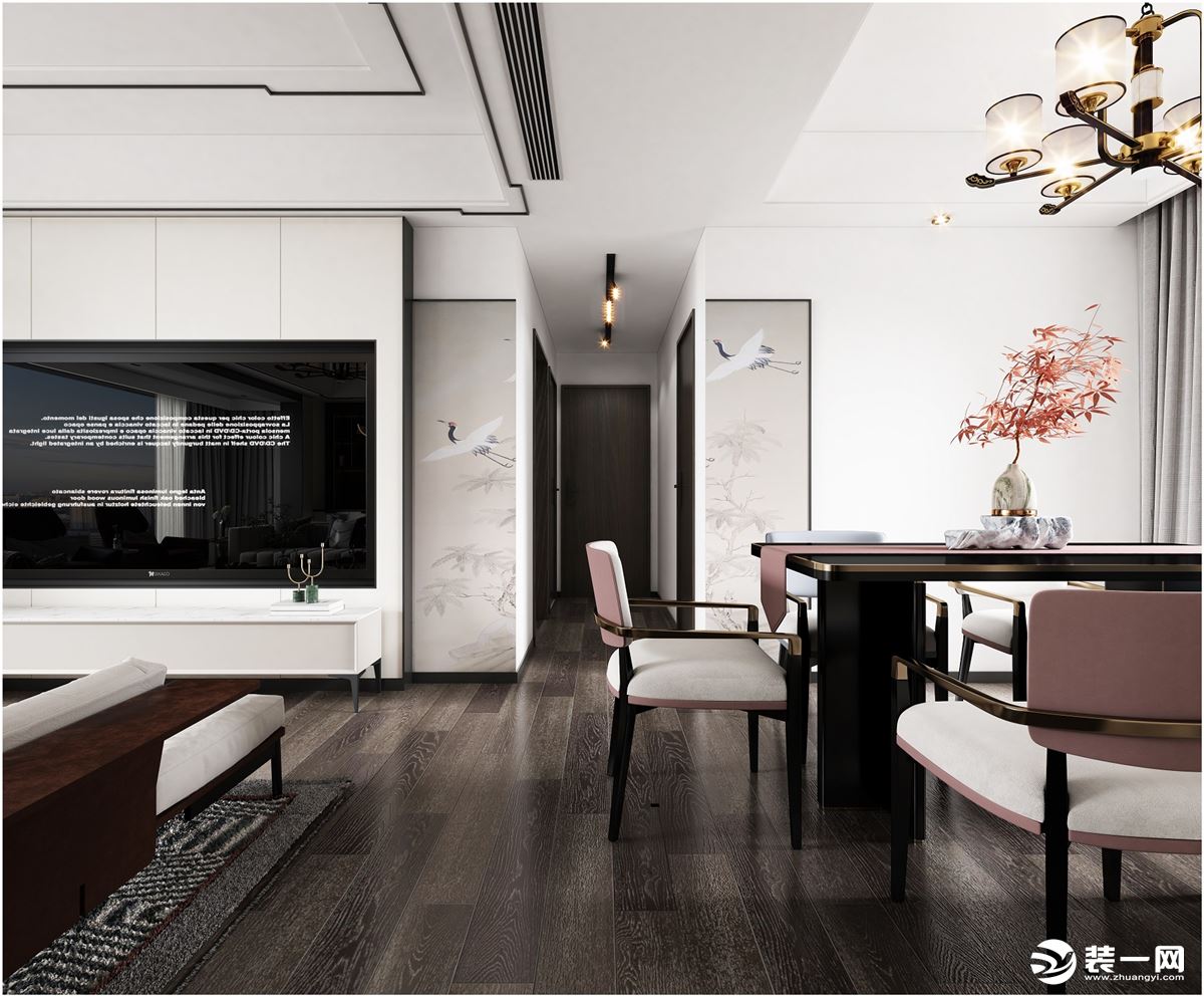 天誉半岛140 ㎡ 新中式风格客厅装修效果图