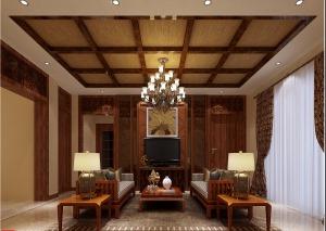 和润园别墅东南亚风格起居室