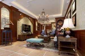 香港园160平美式风格客厅装修效果图