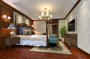 香港园160平美式风格卧室装修效果图
