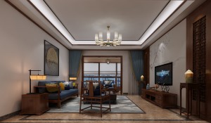 怡景湾180平新中式风格客厅装修效果图