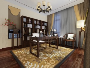 嘉和城别墅500平中式风格书房装修效果图