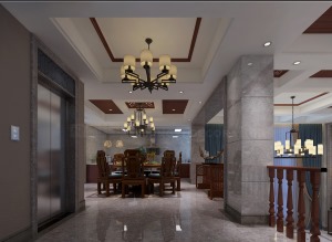 八桂绿城别墅600平中式风格电梯间装修效果图