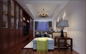 八桂绿城别墅600平中式风格二层客厅装修效果图