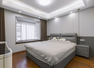 绿地中央广场150平中式风格卧室实景装修案例