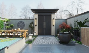 龙光天耀300平禅意中式庭院装修效果图