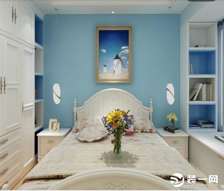 海口爱琴海两居室地中海风格效果图卧室
