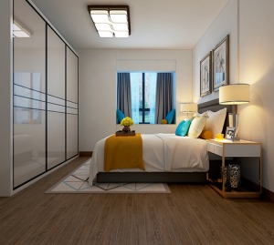 海长流复式loft66平现代效果图卧室