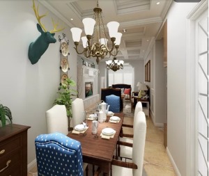 海南滨海国际两居室美式装饰效果图餐厅