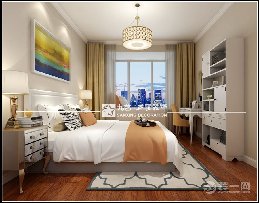 138平三居室现代港式风格卧室装修效果图