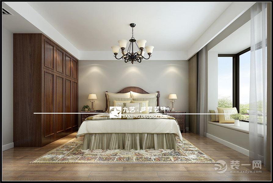 150平三居室美式风格卧室装修效果图