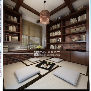 144平三居室美式风格书房装修效果图