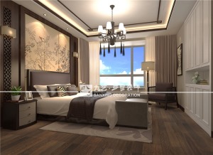 220平大户型新中式风格卧室装修效果图