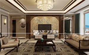 220平大户型新中式风格客厅装修效果图