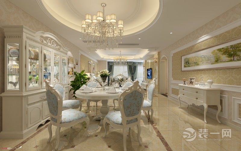 【美的家装饰】 华润中央公园 140m2 四居室 造价16万 欧式  餐厅