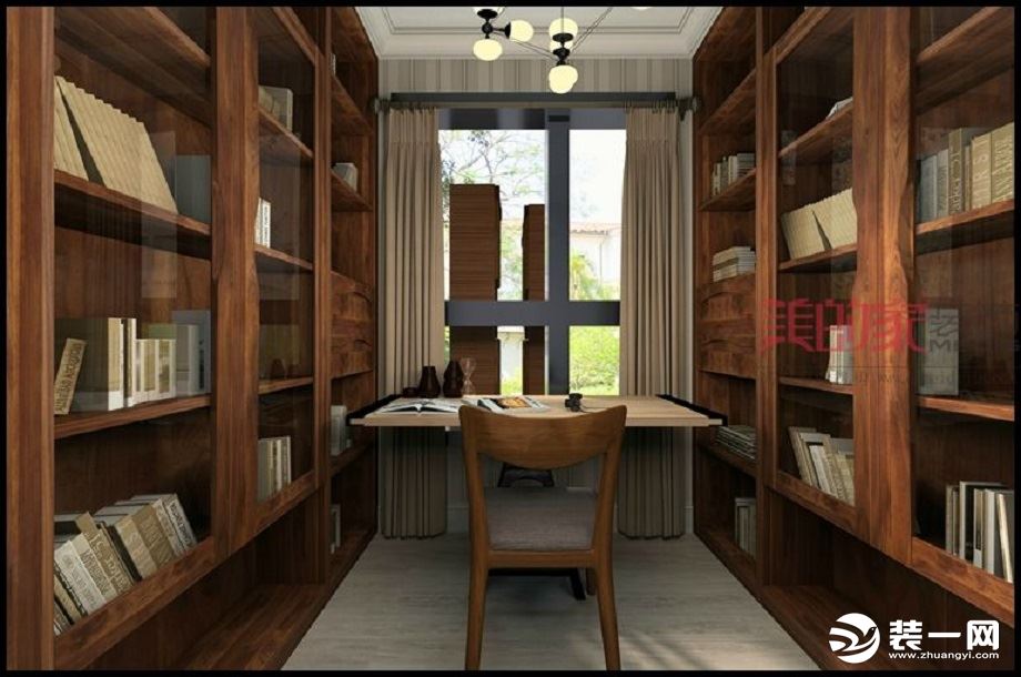【美的家装饰】保利观塘 65㎡平层欧式风格主卧书房装修效果图