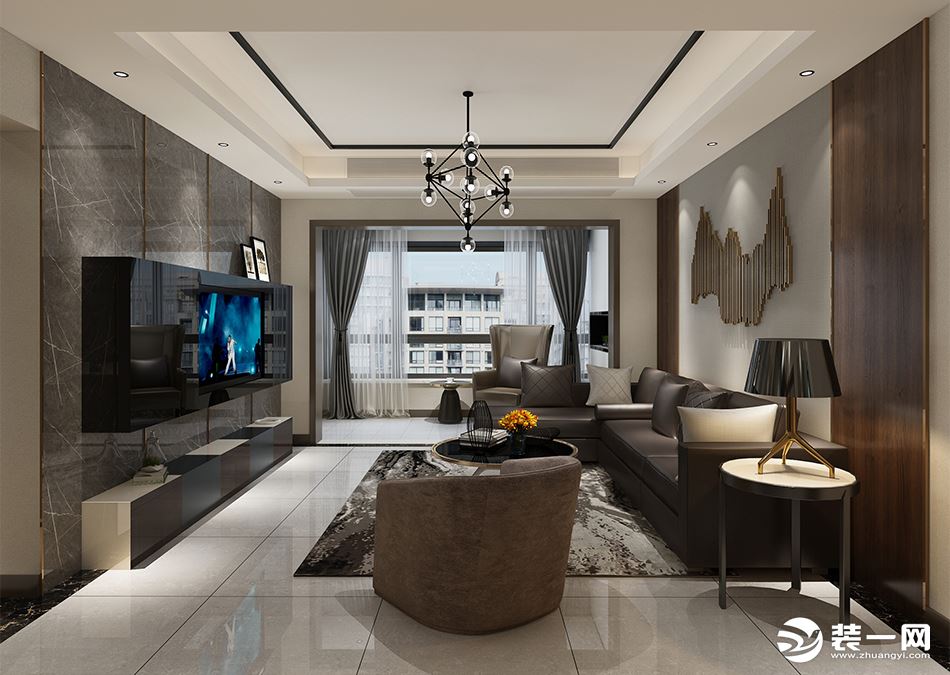 沙磁巷现代风格127平客厅装修效果图