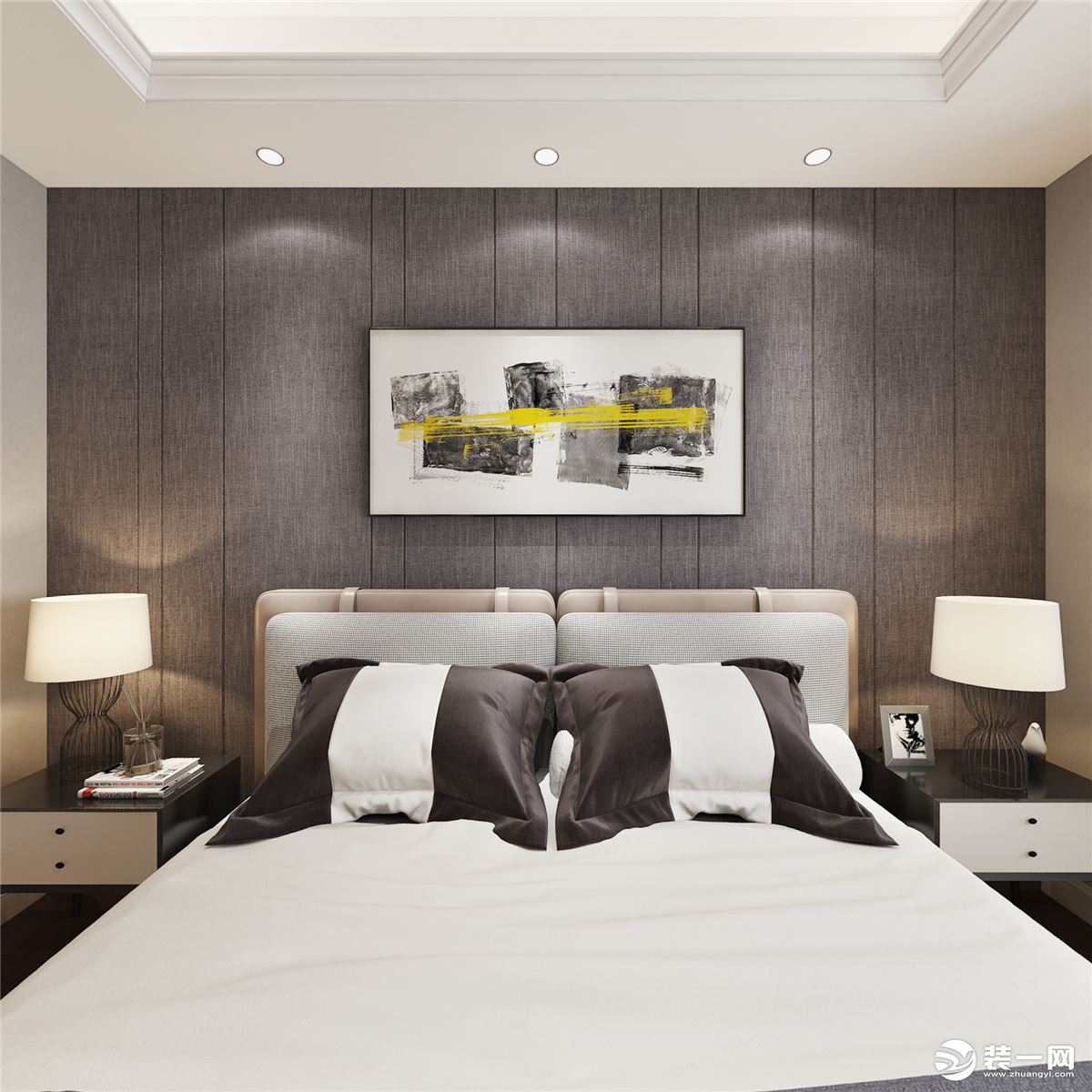 重庆美的家装饰珠江城200平现代极简卧室装修设计效果图