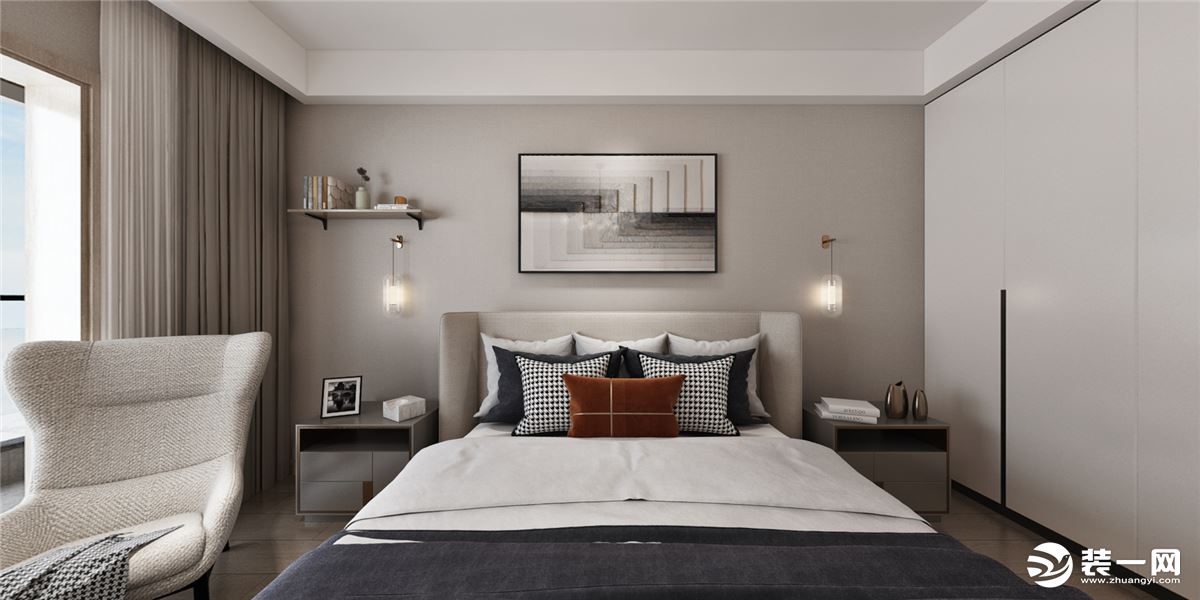 康桥融府163平现代轻奢卧室装修设计效果图