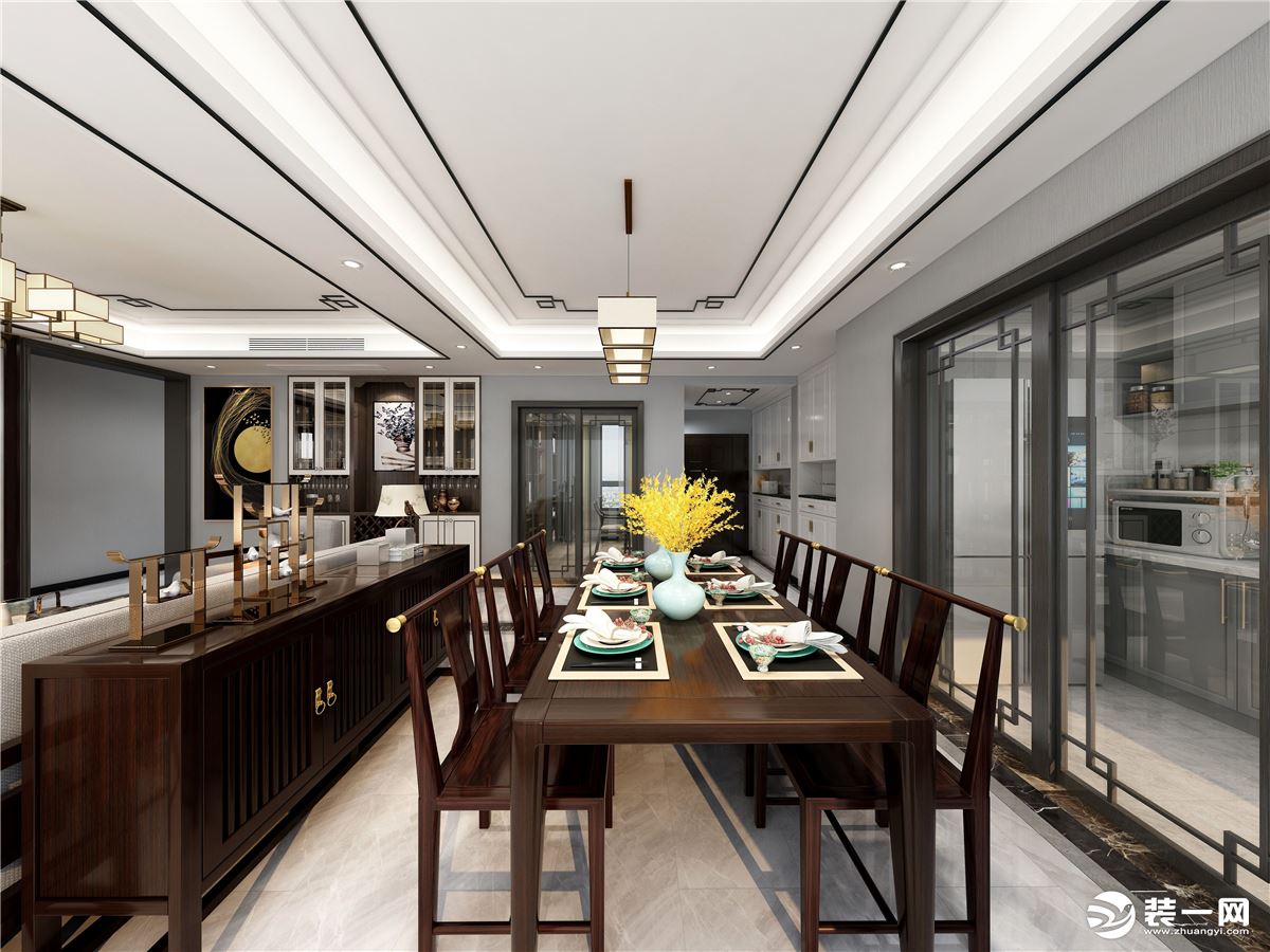 九公子111㎡新中式风格餐厅装修效果图
