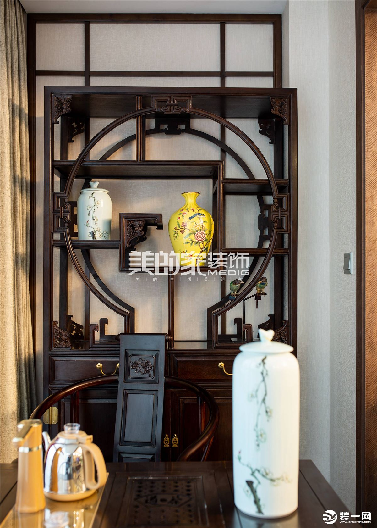 珠江太阳城130㎡新中式风格茶室装修效果图